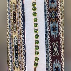 Stunning  green fused glass handcrafted link bracelet. One of a kind!